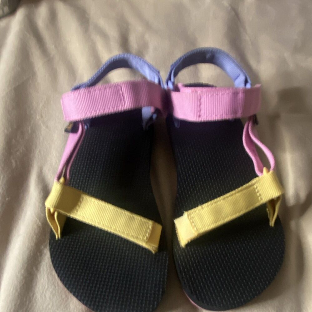 Teva Women's Colorblock Strappy Sandals Pink Yellow Purple Black Size 6